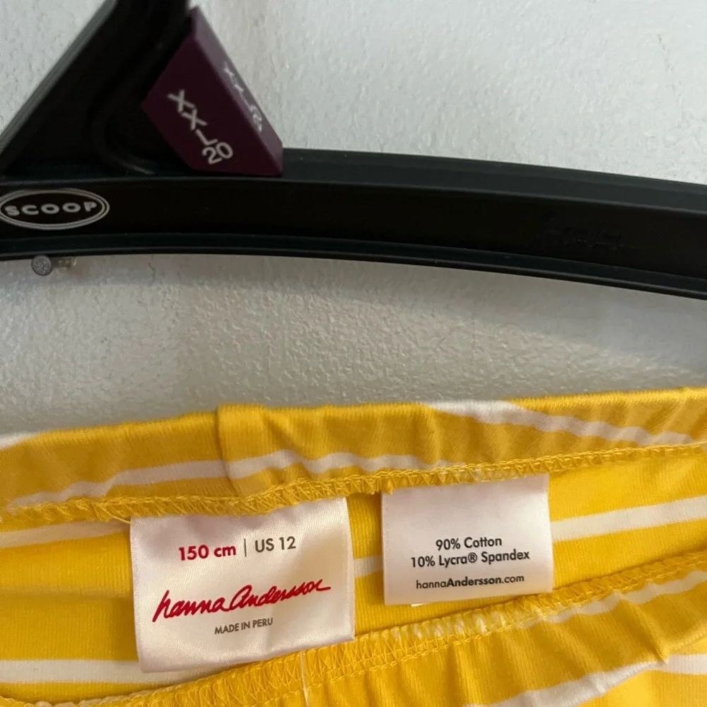 Hanna Andersson Yellow and White Striped Capri Leggings Size 12‎